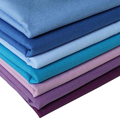 Qililandiy 7 Stück Baumwollstoff 100% Baumwolle Nähstoffe Patchwork DIY Stoffpaket Zugeschnittene Stoff Quadrate zum Nähen Handwerk Deko 46x56cm Reine Farben (Blau Herbst)