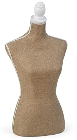 Unknown1 Jute Burlap Tabletop Female Mannequin Tan Traditional Fabric Wood