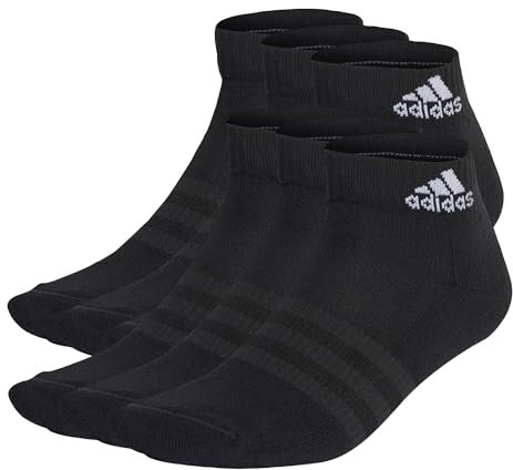 adidas Unisex - Adulto Cushioned Sportswear Ankle Socks 6 Pairs, Black/White, 4.5-6