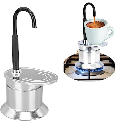 Cocoarm Jarra moca de un solo tubo, 1 taza de 50 ml, cafetera clásica de café espresso de cocción rápida, cafetera de aleación de aluminio para preparar en la estufa