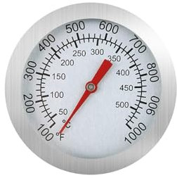 Termometro da Cucina in Acciaio Inox, Display a Doppia Temperatura 50-500℃/100-1000℉, Termometro Analogico per Barbecue, per Grill, Affumicatore, Forno e Affumicatore