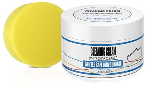 Schuhcreme Weiß, 2024 Neue Weiße Schuhcreme, Multifunktionale Sneaker Reiniger, Sneaker Cleaner mit Putzschwamm, Schuhcreme Weiß für alle Oberflächen Reinigungs Fleckenentfernungscreme