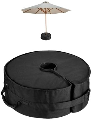 Pincho Base Sombrilla Peso de Lastre para Terraza Exterior, Base Sombrilla Rellenable con Cierre y Asa, Contrapeso para Parasol Jardin, hasta 41 kg, Ø45 x 20 cm