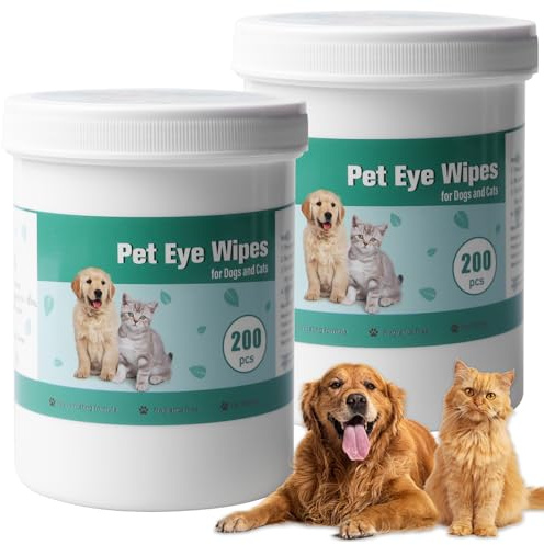 Lot de 400 tampons de nettoyage pour les yeux pour chiens et chats, soins oculaires pour chien et anti-taches de larmes pour animaux de compagnie, lingettes polyvalentes pour animaux de compagnie