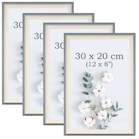 YoHyien 4 Pcs 12x8 Photo Frames, Desktop Free Standing Picture Frames 8x12, Landscape and Portrait Photo Frame with Mount for Wall (Sage Green, 12 x 8 in)