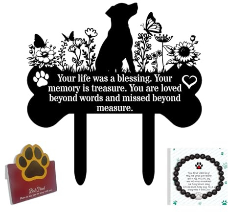 VUZUCOSH Pet Grave Markers Dog, Metal Pet Metal Memorial Garden Stake, Pets Waterproof Grave Stakes Plaque, Pet Headstone Garden Memorial Graves, Metal Dog Garden Decor 12