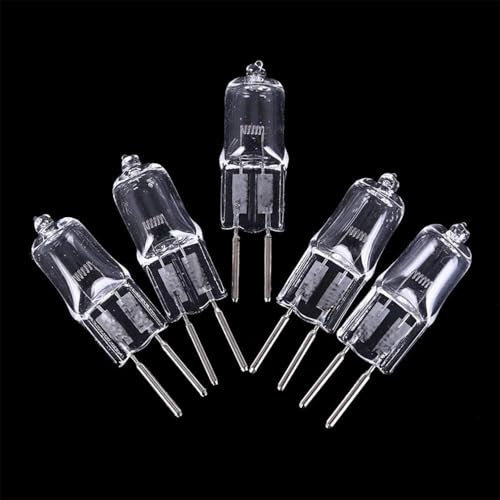 UGEFKMQ 5PCS Capsula Lampada Alogena G5.3 12V 75W Lampadina Alogena G5.3 20W 12V GU5.3 base a doppio ago per l'illuminazione domestica Lenti in vetro trasparente Luci notturne 10W