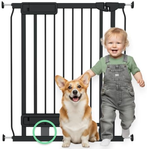 Ingenuity Hands-Free Cancelletto per Bambini e Cani, Apertura con Pedale/Apertura Una Mano, Larghezza 73-80 cm, Alto 84cm, Montaggio a Pressione o con Viti, Estensioni Disponibili, per Porte/Corridoi