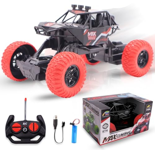LKNBIF Remote Control Cars, Kids RC Cars High-Speed Off-Road Race Car with Rechargeable Battery, Radio Controlled Truck Toy for Kids Christmas Birthday Gifts for Aged 4 and Up-Black