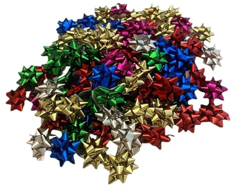 GMM Coccarde da Regalo Adesive, Fiocchi da Regalo Adesivi, Confezione da 100 pz Metalliche, x Regali Natale, San Valentino, Compleanno, Laurea e Ricorrenze Varie 2.5cm (Multicolore)