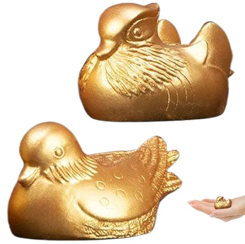 Peosaard Patos mandarines Feng Shui, 2 Piezas Patos mandarines Feng Shui Figura Decorativa de Pato Dorado Chino Yuan Yang para el día de San Valentín, Boda, hogar, Estatua de Pato