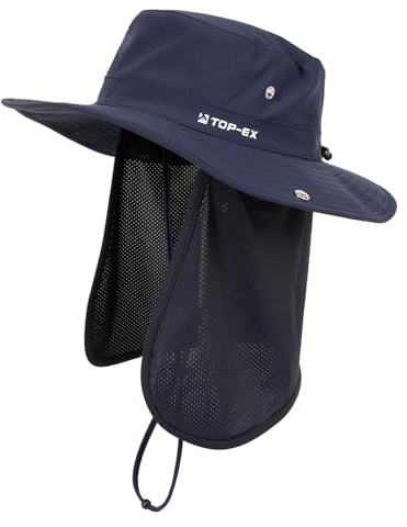 TOP-EX UVCoolix Cooling Sun Hat, UPF 50+, Detachable Neck Flap | Contact-cooling fabric, UPF 50+ brim and detachable neck flap – for hiking, fishing, gardening, travel and beach trips.