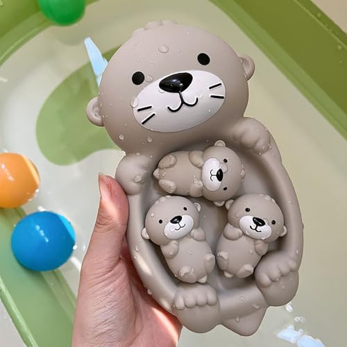 Salle de bain flottante pour tout-petits - Figurines d'animaux scellées - Expérience d'eau interactive - Plaisir de bain pour bébé avec objets flottants (gris, 19,4 x 10,8 x 6,5 cm)