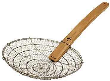 Thunder Group SLSKR110GV Galvanized Bamboo Handled Skimmer, 10-Inch, Fine Mesh