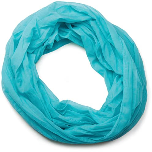 styleBREAKER leichter unifarbener Loop Schlauchschal | Sommerschal aus fließendem Material | Seidiges Halstuch für Damen & Herren | Weich, Luftig & Modisch | 77 x 46 cm, Farbe:Türkis