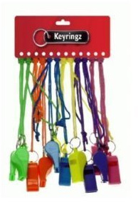 12 - BRIGHTLY COLOURED NEON WHISTLES by Plastic Whistle