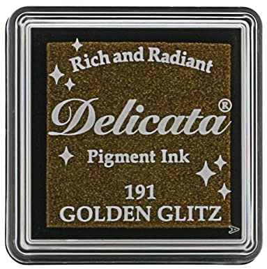 Tsukineko Delicata Stempelkissen - Gold, Golden Glitz - Klein - Wasserbasis, Wasserfest - Embossing
