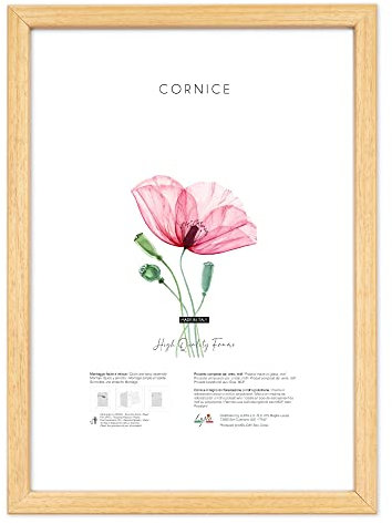 Lupia - Cornice Portafoto da Parete in Legno Optical, Design Moderno e Elegante, Facile da Appendere, Produzione Italiana, per Foto, Stampe Artistiche, Poster, Quadri Moderni 35x50 cm/Legno Naturale