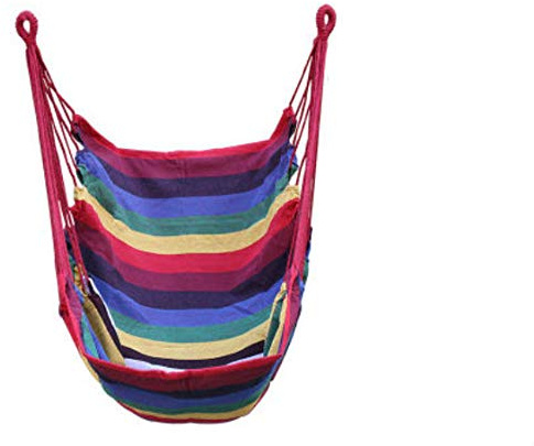 asdf Hamaca Al Aire Libre Columpio Silla Oscilante Silla De Cuna para Adultos Interior Dormitorio Columpio Solo Balcón Lienzo Silla Colgante para Niños (Color del Arco Iris)