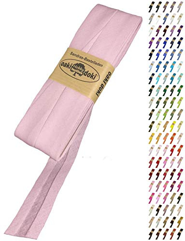 Sandras-Bastelladen Schrägband/Einfassband Baumwolle Uni gefalzt 5m x 20mm 719-Pastellrosa