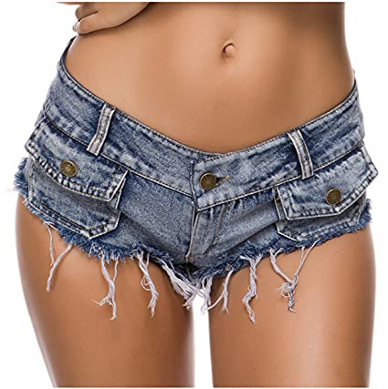 Pantalones Cortos de Mujer y Sexy, Color de Jeans, Shorty Jean Corto de Playa de Verano, SJ6-8