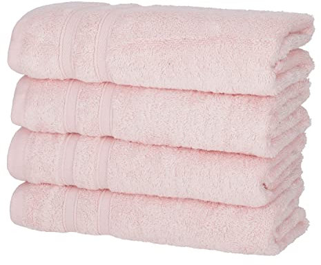 Müskaan® 4er Bambus Handtuch Set Rosé, 50% Baumwolle & 50% Bambus, 50x100cm, 450g/m² – Öko-Tex, Frottee Handtücher Set Baumwolle, Baumwoll Handtuchset Blau für Bad, 60°C waschbar, Frotteetücher