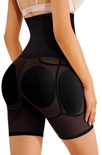 Bingrong Braga Faja Reductora Mujer Braguitas Moldeadora con Relleno de Caderas Cintura Alta Pantalones Ropa Interior Levanta Glúteos Body Shaper Transpirable Shapewear para Mujer (S, Negro)