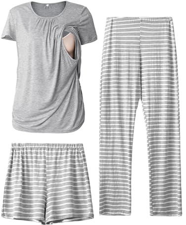 SUNNYBUY dam Weich Pyjamasset | Kortärmade underkläder, graviditetsshorts och byxor för alla årstider, loungeset för dag och natt