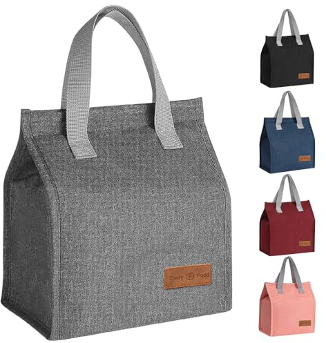 lmytdo Lunch Bags for Women Men, Portable Insulated Lunch Bag Water-Resistant Leak-Proof Lunch Box Tote Bag for Kids Girls Boys Adults, Thermal Cooler Bag for Work School Picnic Travel (Grey)