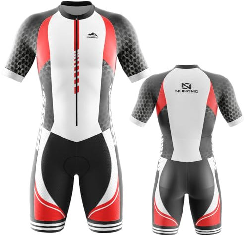 Triathlon Anzug Herren - Einteiliges Radtrikot - Trisuit Einteiler – Triathlonanzug - Triathlon Einteiler Kurz - 3Taschen für Wettkampf Run, Cycle, Swim,Fahrradanzug (Type-1,3XL)