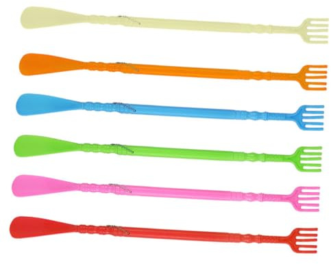 Anneome 6piezas Calzador Ergonómico Multifunción Con Rascador y Masajeador Para Espalda Práctico De Plástico Duradero Diseño Antiarañazos Para Facilitar Calzado y Aliviar Picazón Hombres