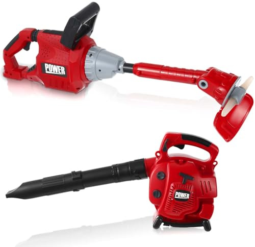 Arrowbash 2 Pcs Toy Gardening Tool Set for Kids Leaf Blower Toy Weed Trimmer Battery Powered Gardening Tool Set with Lights and Sounds Christmas Birthday Gift for Boys Girls