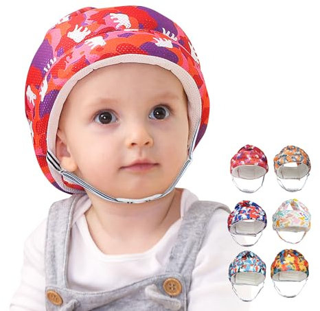 Fettwal Baby Kopfschutz, Kopfschutz Baby Helm Baby, 360°Anti-Kollision Baby Helm Schutzhelm, Baby Head Protector, Verstellbarer Babyhelm, für Babys im Alter von 0.5 bis 3 Jahren, Roter Bär
