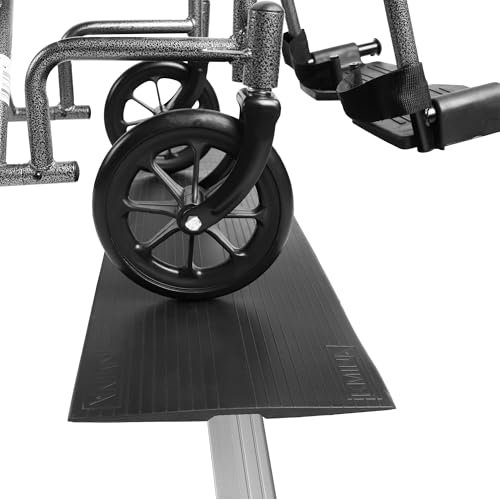 KMINA - Rollstuhlrampe Türschwelle ≤ 6 mm Höhe, Gummi, Treppenrampe, Rollstuhl, Türschwellenrampe