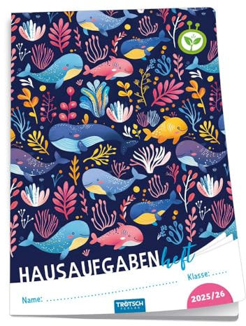 TRÖTSCH - Jahresbezogenes Hausaufgabenheft Grundschule Meerestiere 25/26: Planer Schülerkalender Hausaufgabenheft Timer für die Grundschule