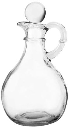 Xmiral Glass Oil and Vinegar Cruets; 8oz Round Dispensers/Salad Dressing Bottles with Stoppers Vegetable Bottle (White, One Size)