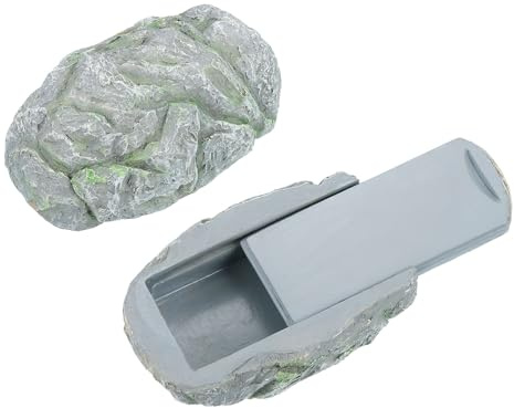 QUARKZMAN Fausse Pierre Boite A Cle Cachee, Cache Cle De Secours Etanche Dissimulateur De Cle, Coffre A Cle De Stockage Pierre Pour Decoration Exterieure Jardin, Gris