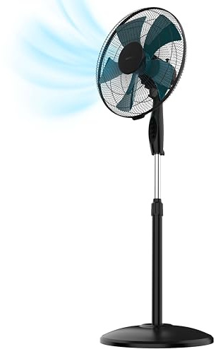Cecotec Ventilatore a Piantana EnergySilence 515 WindLite Pro Black. 45W, Diametro 16” (40cm), 3 Velocità, Oscillazione Automatica, Altezza Regolabile, 5 Pale, Massima Sicurezza, Nero, Fresco Totale