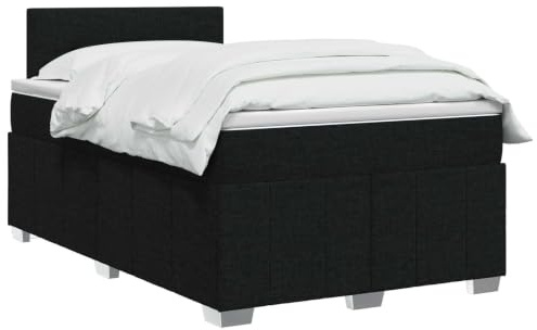 vidaXL Lit boxspring avec Matelas Noir 120 x 200 cm Tissu, Boxspring Moderne, tête de lit réglable, Matelas Ferme, Sommeil Confortable, Meuble déco stylé