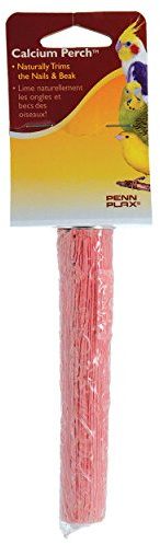 Penn-Plax Bird-Life Calcium Trimmer-Perch, Naturally Trims Nails & Beak - Easy-Mounting Bird Perch Stand for Cages - Great for Parakeets, Parrotlets, Lovebirds and Other Small Birds. - Red, 5 Inch
