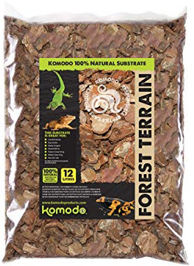 Komodo Forest Terrain Orchid Bark Chips, 12 Litre, Natural Terrain for Reptiles, Orchid Bark Chips, Bark Chips for Reptiles, Reptile Terrain, Reptile Bedding, Large Orchid Bark Chips