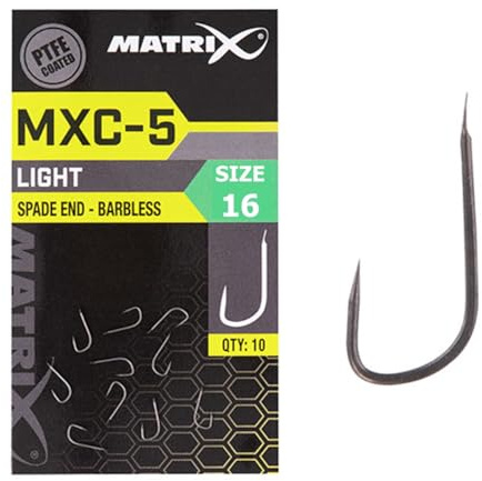 Fox Matrix MXC-5 Light Spade End Hook Barbless Größe 16 GHK147 Schonhaken Haken Stipphaken Hooks