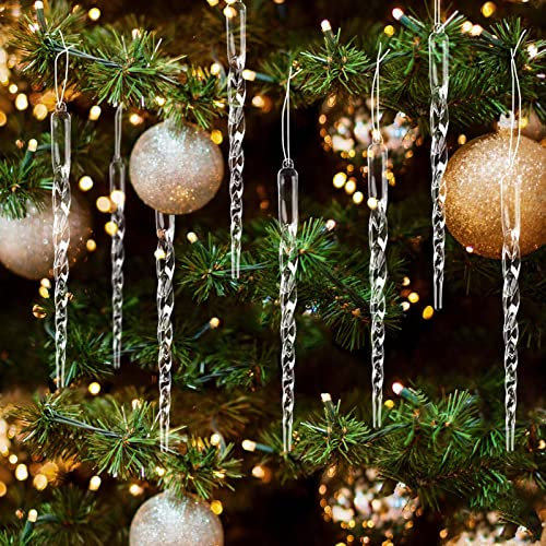 HERZWILD Clear Acrylic icicle Ornaments 30pcs Winter Wonderland icicle Hanging Pendants for Christmas Xmas Tree Decorations (eiszapfen-30icicles)