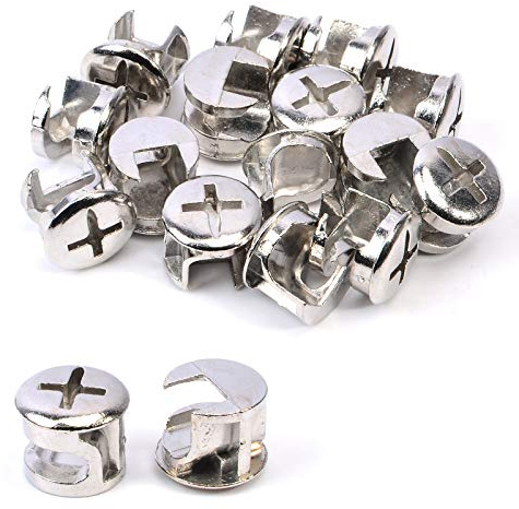 15 Pcs Furniture Connecter Cam Lock, Fittings 12mm x 11mm for Cabinet Drawer Dresser and Wardrobe Furniture Panel Connecting Hardware Bolts, Arc top