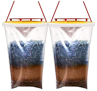 Fly Catcher Trap -Outdoor Hanging Fly Trap Can Catch & Kill up to 20,000 Flies Insects & Bugs (2PACK)
