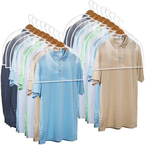 Handy Laundry Clear Vinyl Shoulder Covers - Set of 16 Garment Protectors Keep your Suits, Dresses, Blouses, & Dust Free - Protect and Store your Clothing while In and Out of Season