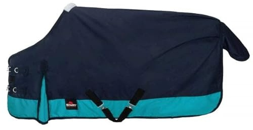 Giacca paddock per cavallo e pony, 2 toni, 0 g, peso 600d foderata in pile (blu scuro/petrolio, 145)