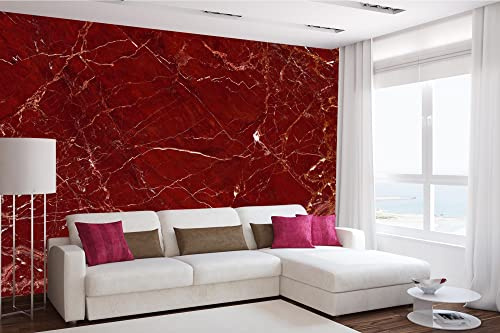 DIMEX LINE Non-Woven Photo Wallpaper RED Marble 375 x 250 cm - Non-Woven Wallpaper, wall Mural, wall Art - Wallpaper for Living Room, Bedroom, Office, Kitchen