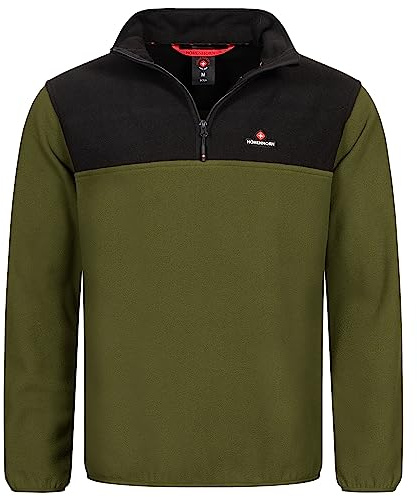 Höhenhorn, Skyja - Felpa/pullover in pile, da uomo, per autunno e inverno, in micropile, con mezza zip, nero/verde, M