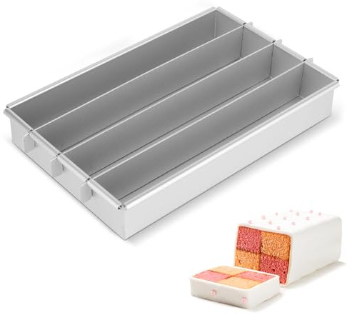 Kinberry Cake Pan, Movable Squares Cake Trays10x6in Non-Stick Square Cake Tin, Rectangular Cake Mould with Dividers for Square Cake Bread, Cheesecake, Mousse Cake, 1123001